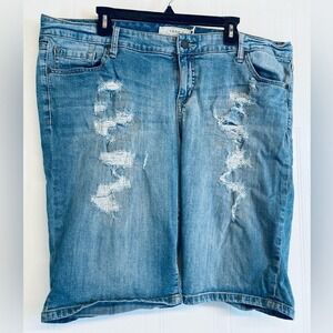 Torrid Boyfriend Shorts Women Size 20‎ Blue Distressed Denim Medium Wash Jean